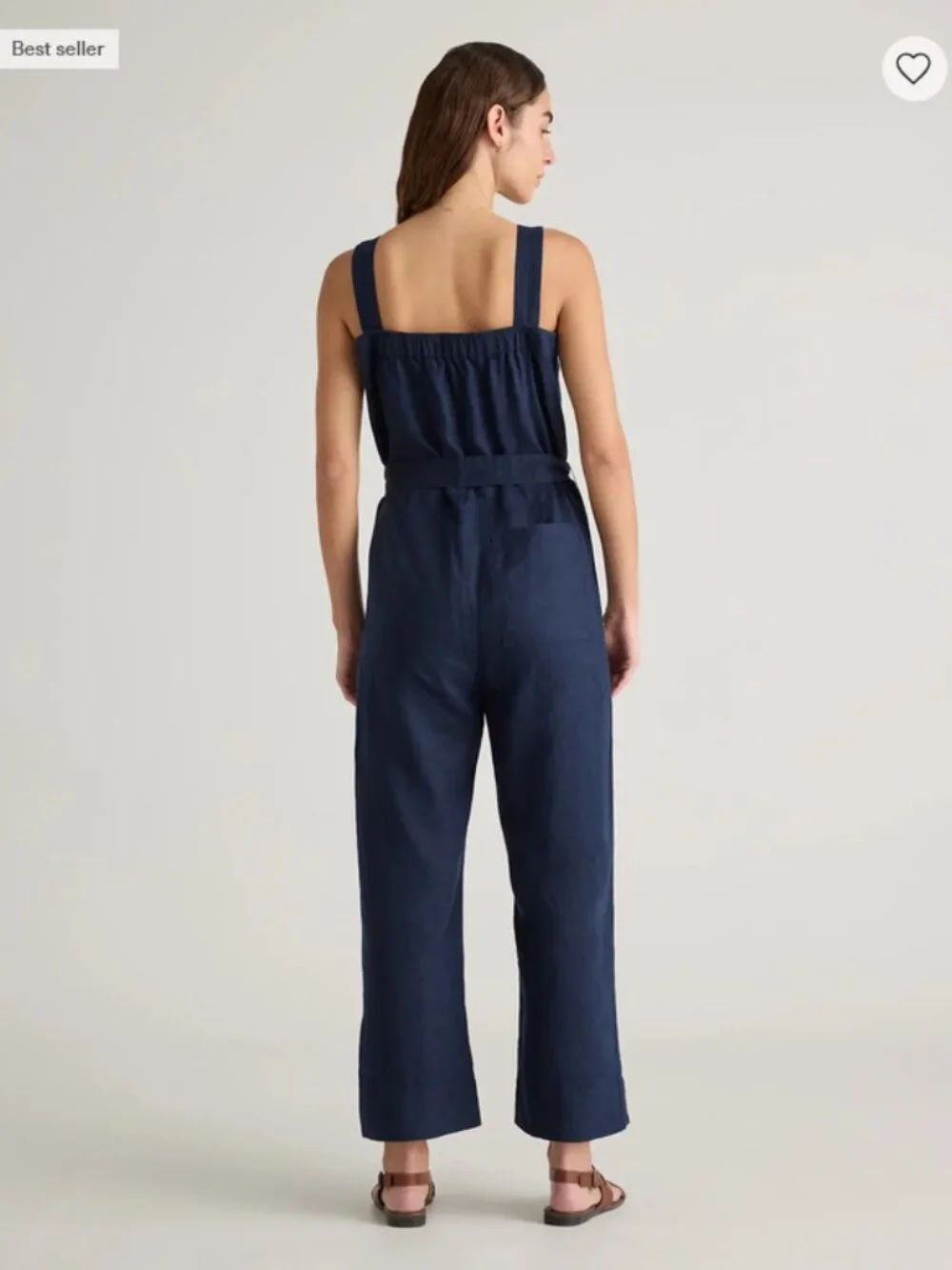 Quince European Linen Square Neck Jumpsuit Deep Navy Size S New With Tags